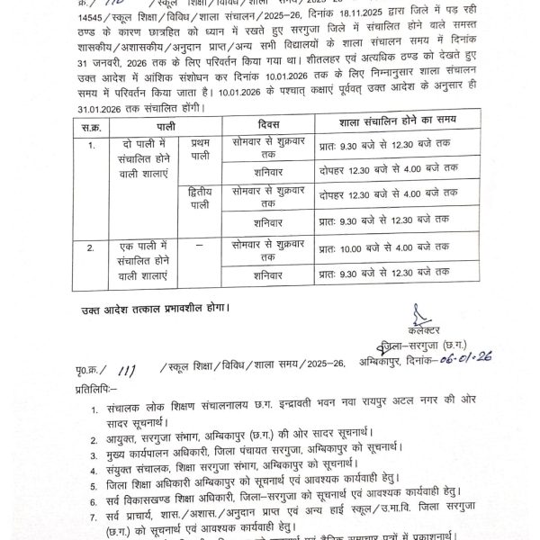 कड़ाके की ठंड से राहत: सूरजपुर में 5वीं&hellip;